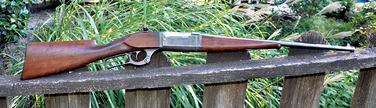 Layne’s present Savage Model 99 in 22 Hi-Power is this take-down version of the Featherweight variant and it was built in 1914, two years after the cartridge was introduced. The little rifle weighs 6 pounds, 14 ounces with a Redfield aperture sight. The bore of its 20-inch barrel somehow managed to escape most of the ravages of ammunition with corrosive primers.